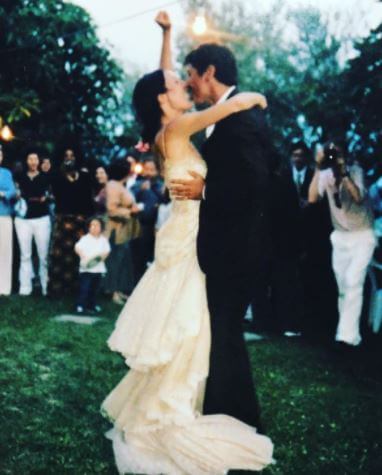 Stuart England with his wife Lola Glaudini on their wedding day.
